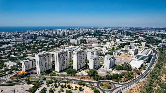 An aerial view of Tel Aviv University's campus from the south.